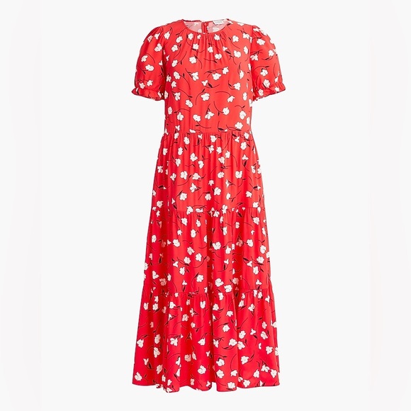 J. Crew Red and White Floral Maxi Dress - Picture 1 of 5